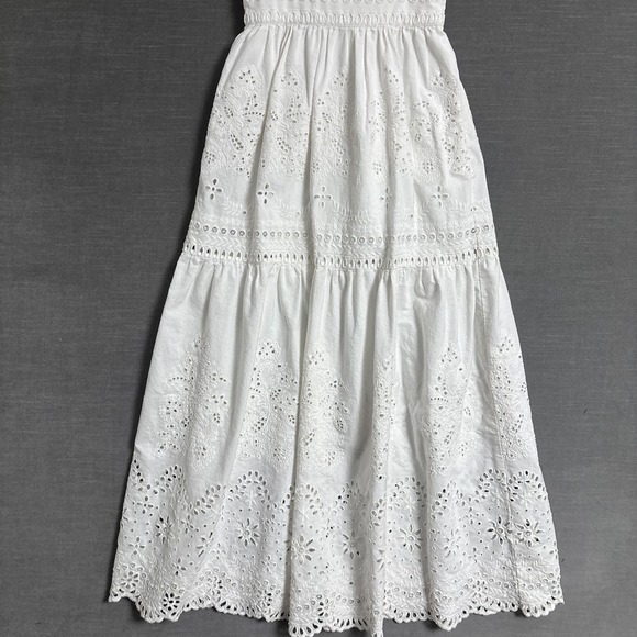 Intermix Dress 00 White Eyelet Lace Midi Cotton V Neck Boho Summer Sundress - Picture 5 of 13